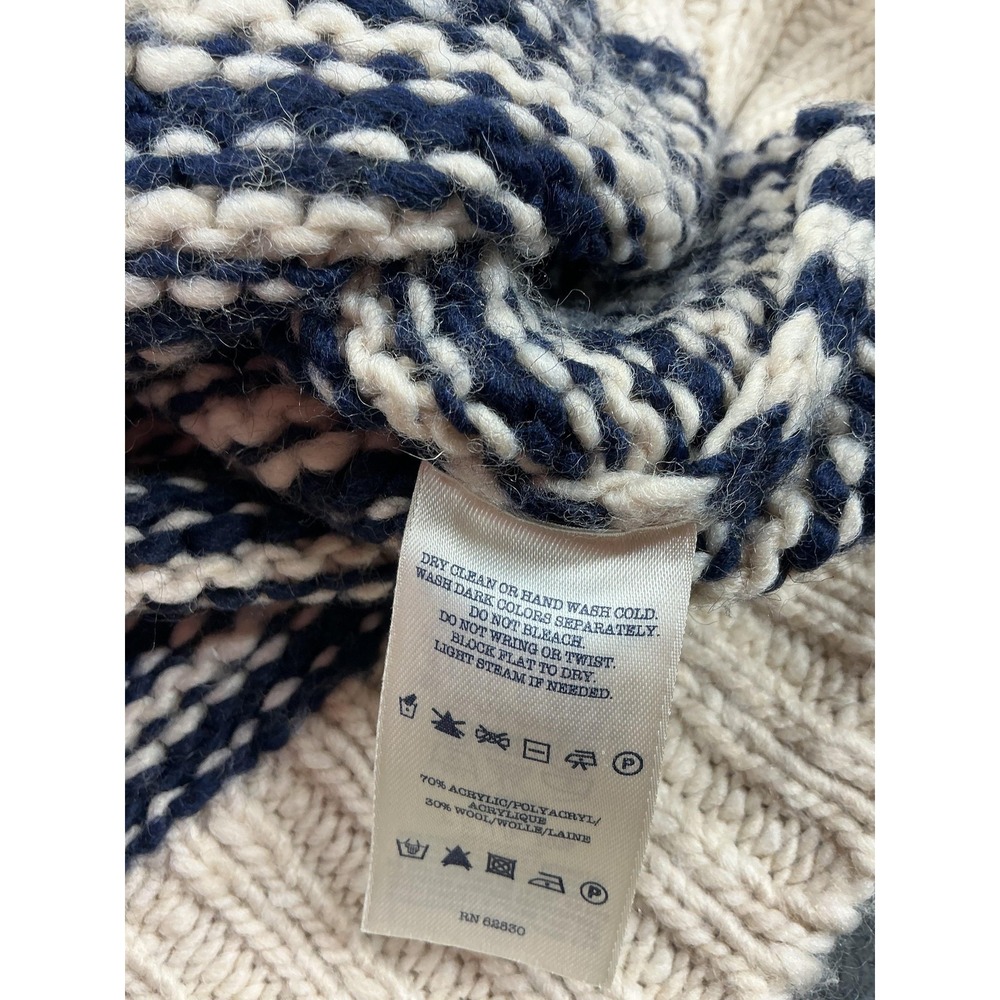 Lands' End Canvas Sweater Womens Small Blue Striped Wool‎ Blend Turtleneck Knit - Picture 5 of 9